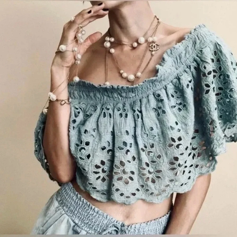 Free People One • Perla Eyelet Lace Crop Top